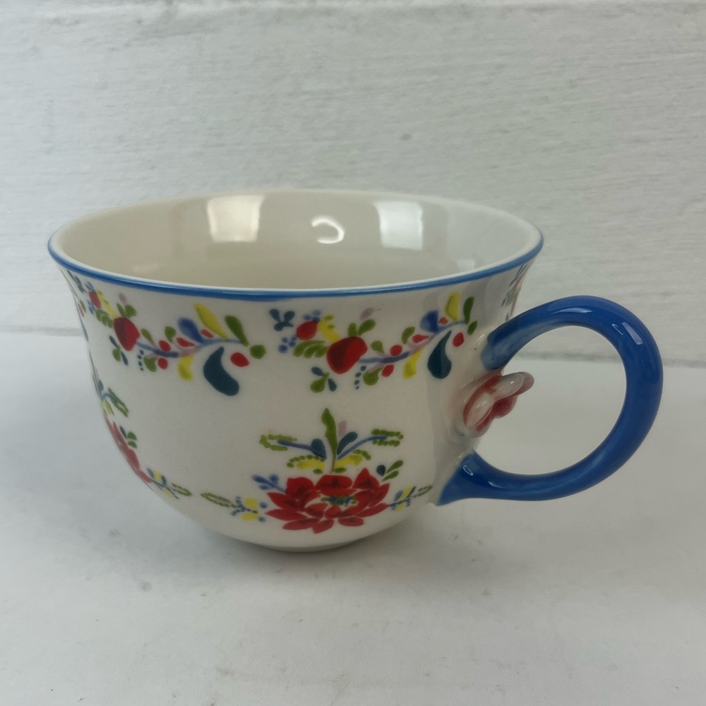 Anthropologie Cadiz Mug Vintage Blue Floral Print Coffee/Tea